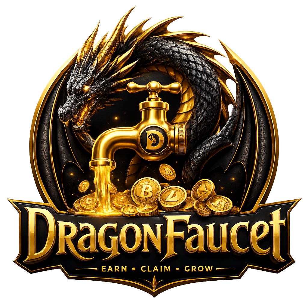 Dragon Faucet logo, a golden dragon guarding a crypto faucet